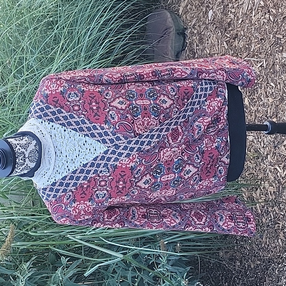 Skylar + Jade Mixed Print Wrap S Blouse - Boho Long Sleeve Top